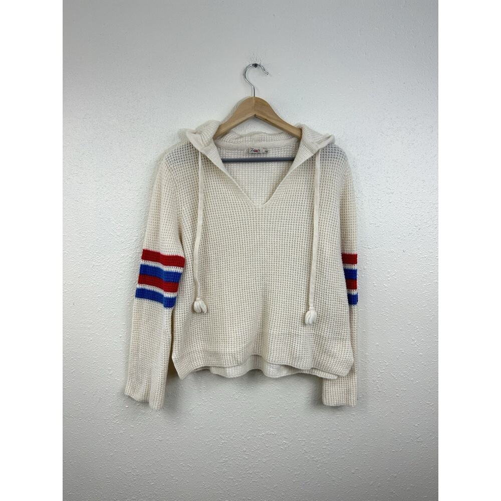 FAHERTY Sweater Hoodie Wool Blend Wisp Waffle Knitted Size Small Cream Women’s